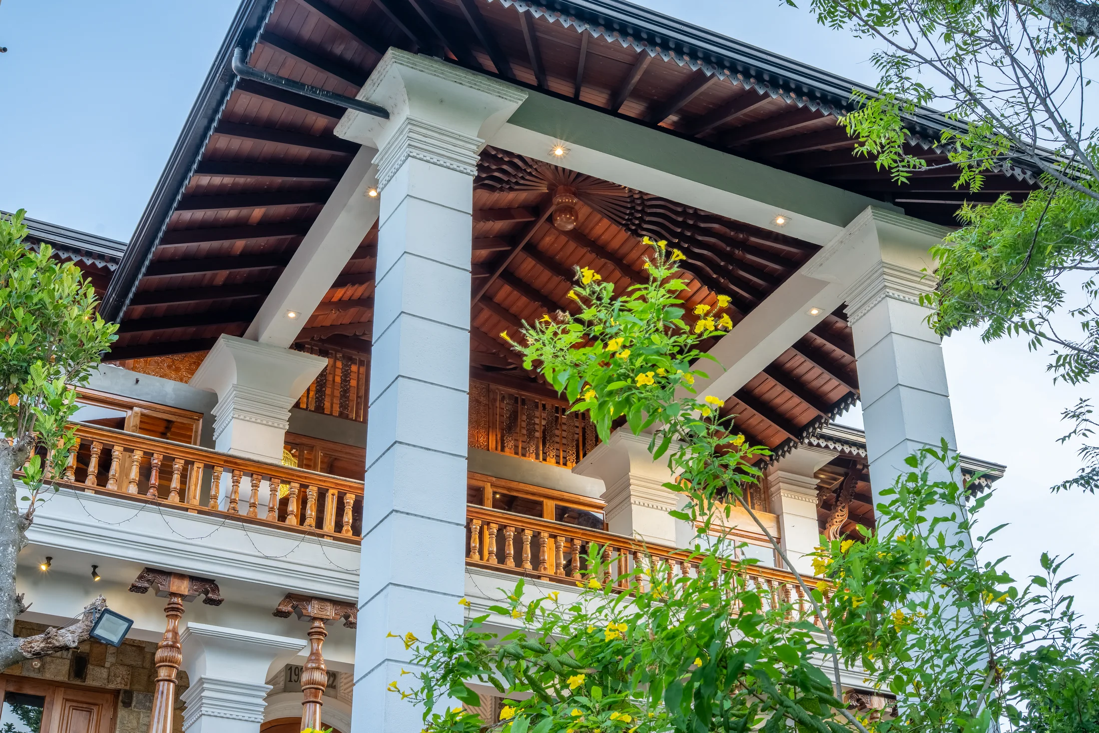 Distinctive multi-level architecture with timber balconies