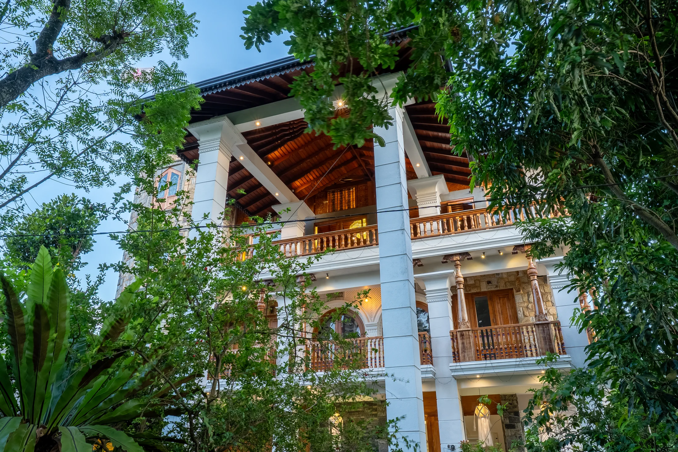 Distinctive multi-level architecture with timber balconies